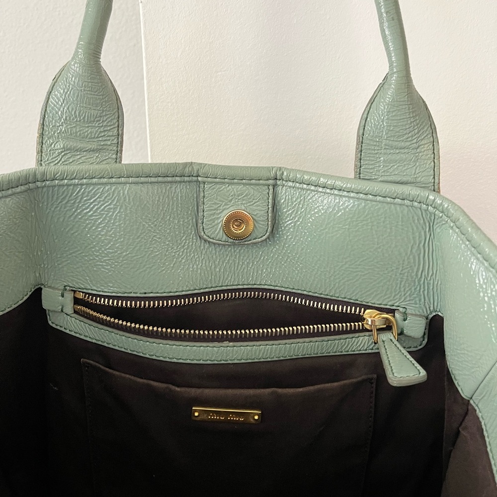 Miu Miu Seafoam Green Patent Tote Bag - Picture 3 of 8